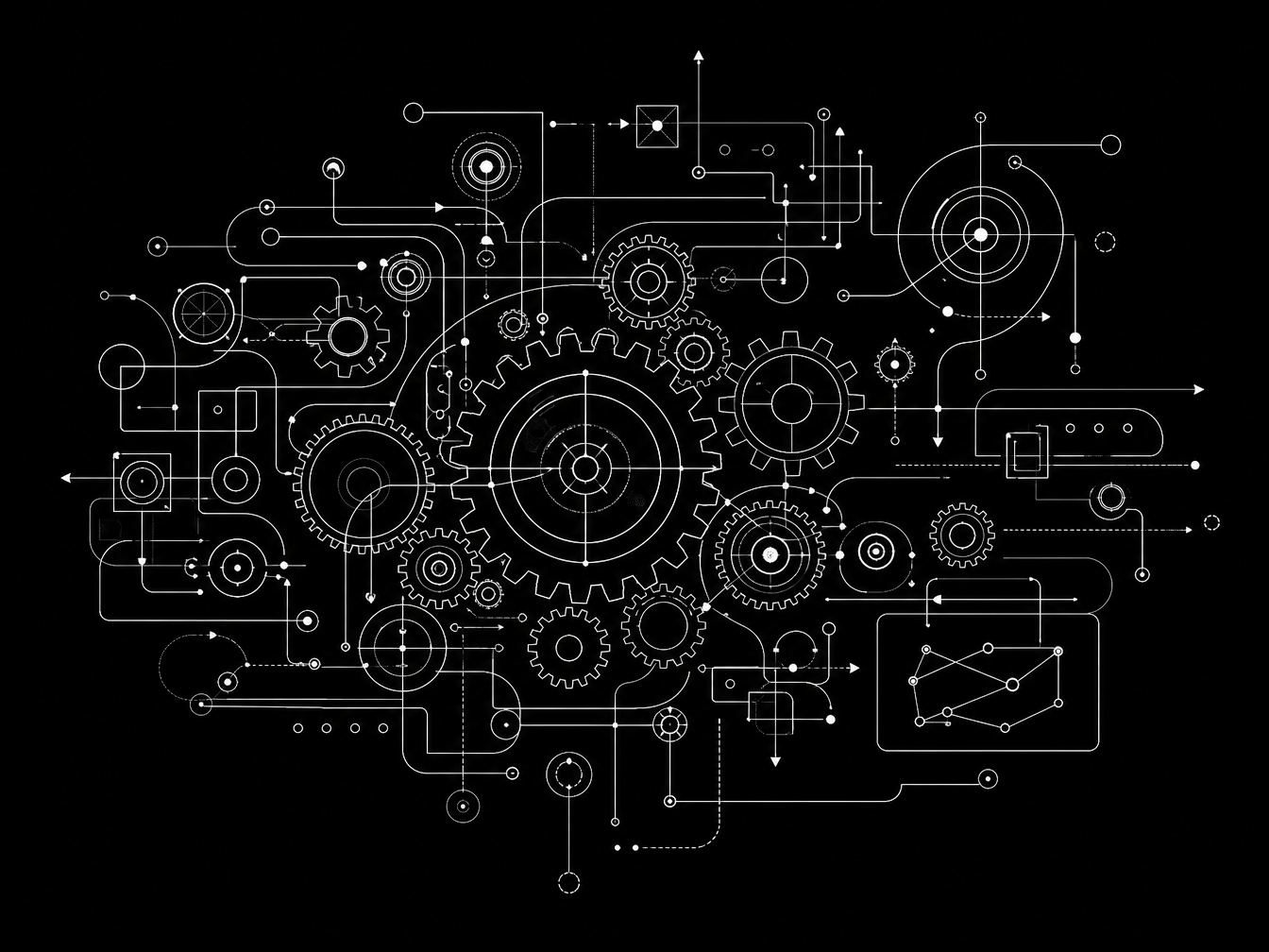 Illustration abstraite représentant les flux de données et l'ingénierie logicielle